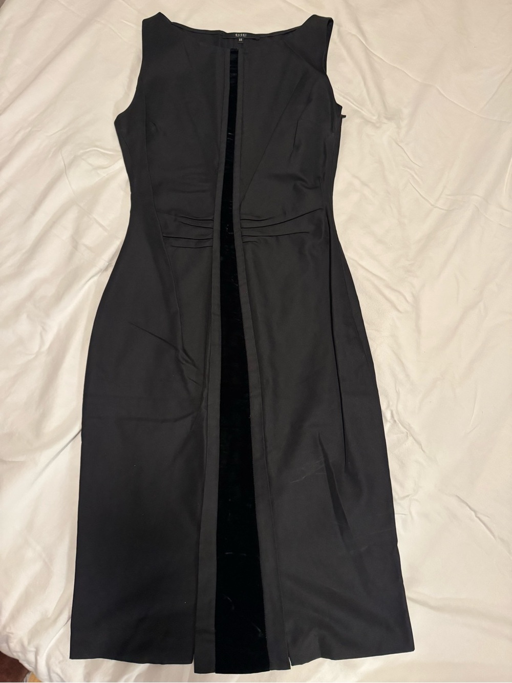 Gucci Black Sleeveless Sheath Dress with Center Velvet Panel